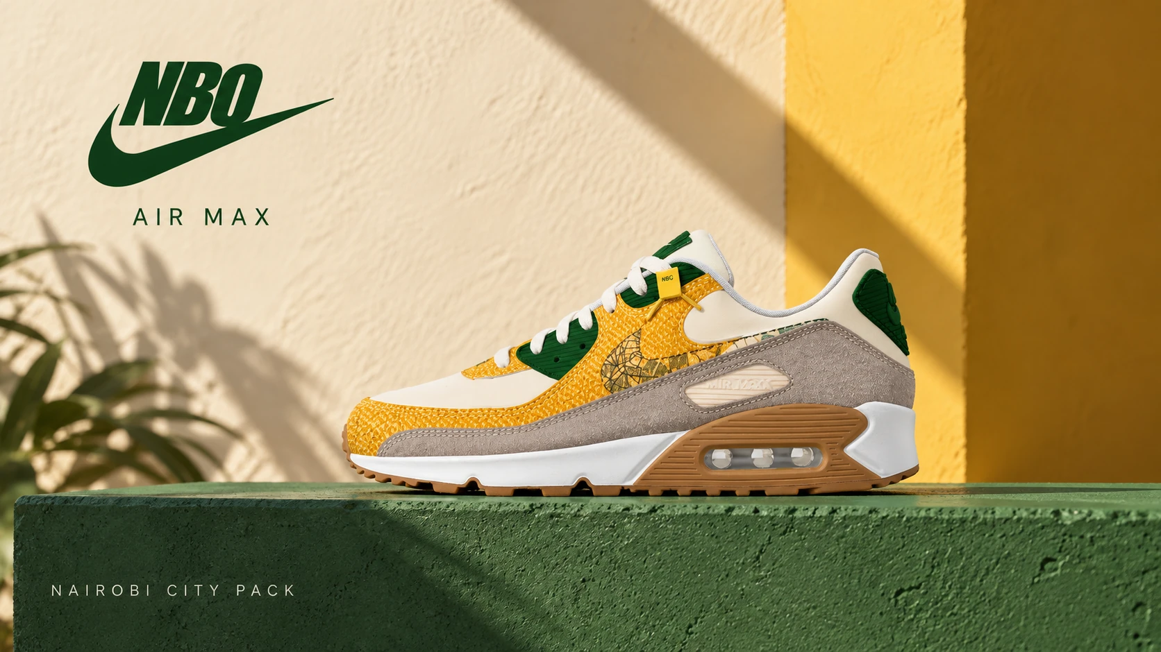 Nike NBO sneaker on a green ledge in sunlight