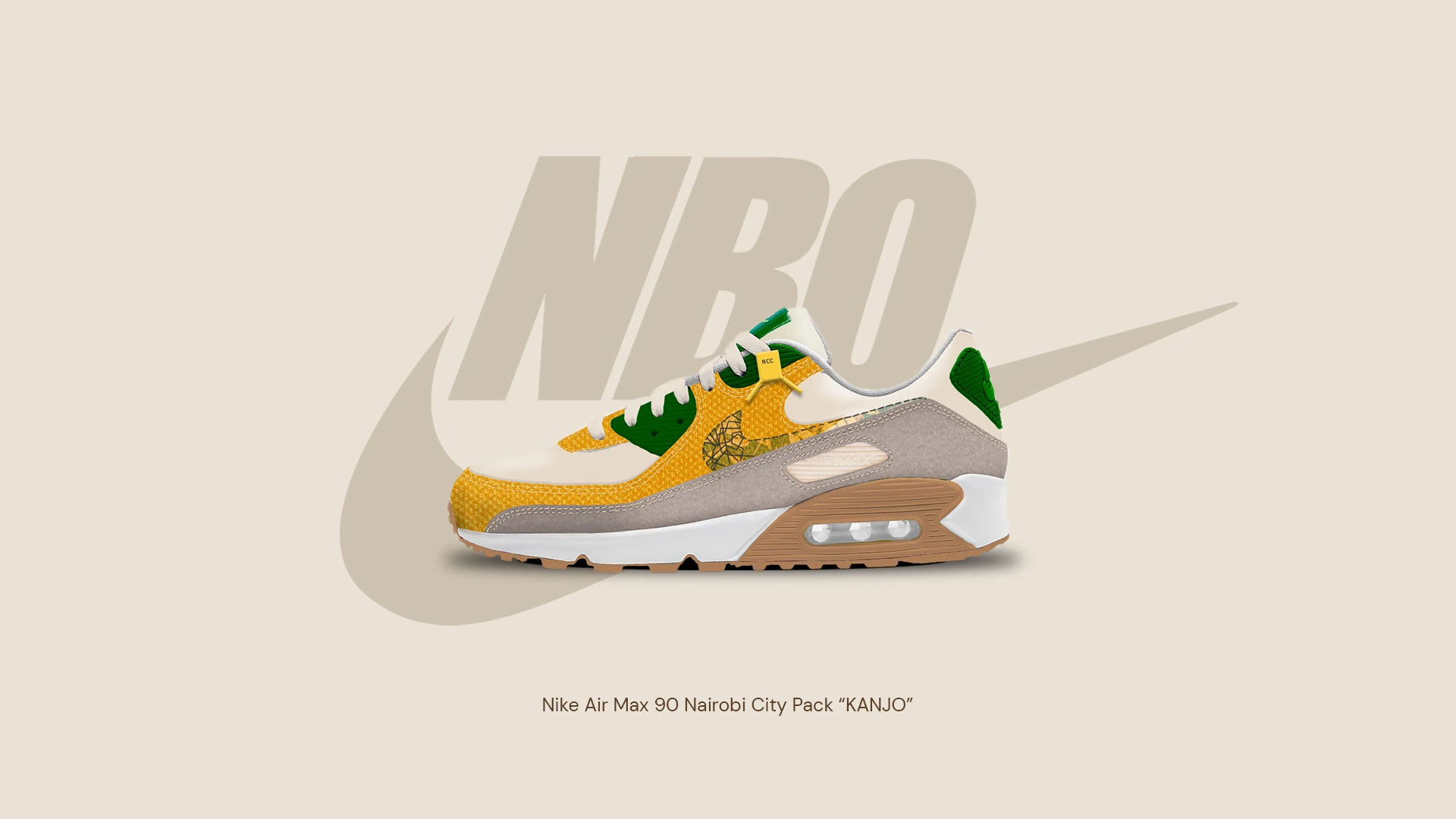 Wide Nike NBO campaign artwork showing the full sneaker lineup on a stage set